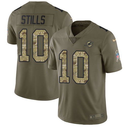 Nike Miami Dolphins #10 Kenny Stills Olive Camo Youth Stitched NFL Limited 2017 Salute to Service Jersey->youth nfl jersey->Youth Jersey